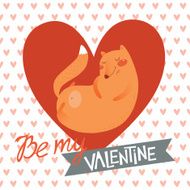 Valentine&#039;s day card design with cute fox N3