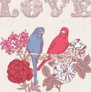 Cute parrots in vector Valentine card