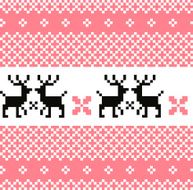 Norway pattern with reindeer ( pink and white ) N2