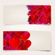 Valentines day Abstract cards with paper hearts N12