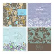 Floral decorations with flowers and leaves-set of four designs N3