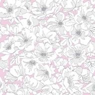Vector seamless floral pattern with gray retro anemones