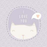 Love greeting card with cute cat