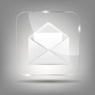 Mail Icon in Glass Button Vector Illustration