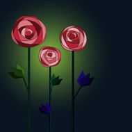 Floral mosaic background with three roses
