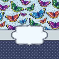 vector vintage frame with butterflies N9