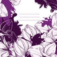 beautiful frame of abstract flowers orchids with paint splashes