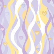 wavy ribbons and hearts lilac seamless background