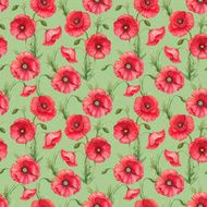 Watercolor poppy flowers seamless pattern