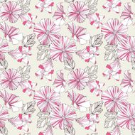 Seamless pattern with decorative hibiscus flowers N2