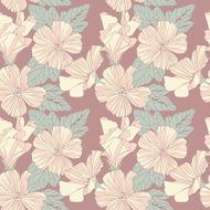 Delicate pattern with pastel colored hibiscus flowers N2