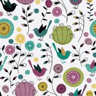 Seamless pattern Birds and flowers N7