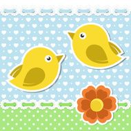 Romantic background with birds and flower N2