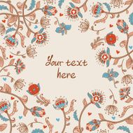 Vintage style invitation card with flowers