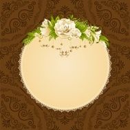 Roses with lace ornaments on background Vector N4