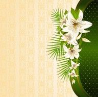 Flowers with lace ornaments on background Vector N4