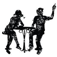 grunge cafe couple silhouette