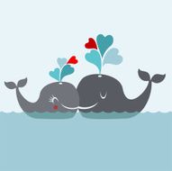 Big love whale heart happy smile sea illustration vector