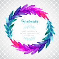Watercolor template with wreath of colorful leaves N2