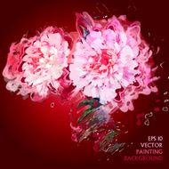 Grunge painting peony flowers