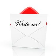 the words write us on a card