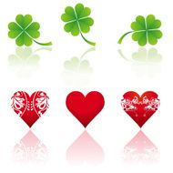 three hearts and shamrocks