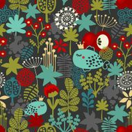 Seamless pattern with fantastic flora and fish