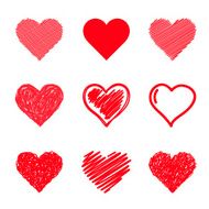 Vector hearts set Hand drawn N9