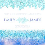 Wedding invitation or greeting card with abstract roses and watercolor N4