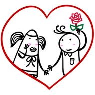 Cartoon man is fall in love