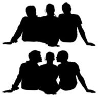 Silhouettes of a female sitting between two men