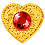 Golden Heart With A Red Gem