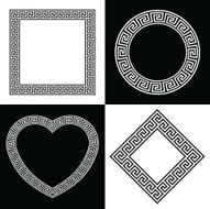 Four Vector Greek Key Border Frame Shapes