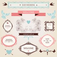 Vintage collection of Vector wedding design elements N2