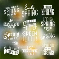 Floral blurred background with labels for spring design