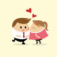 Vector of Businessman with lipstick kiss and cute girl kissing
