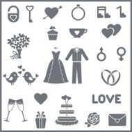 Set of flat vector icons for wedding or Valentine&#039;s day N2