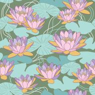 Lotus flowers in seamless pattern N9