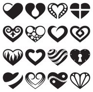 heart icons and signs set