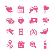 Valentine&#039;s day silhouette pink icons set