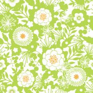 Green and golden garden silhouettes seamless pattern background