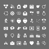set heart of icons with shadows