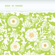 Green and golden garden silhouettes horizontal torn seamless pattern background