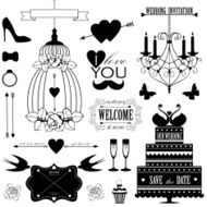 Vector set of design elements for wedding card