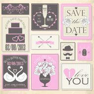 Vector collection of decorative wedding icons