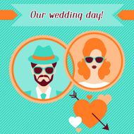 Wedding invitation card template in retro style N5