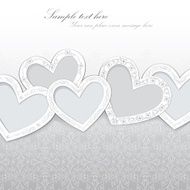 Greeting card with hearts on vintage pattern