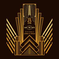 Wedding Invitation Card - Art Deco Vintage Style N16