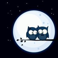 Owl couple cartoon