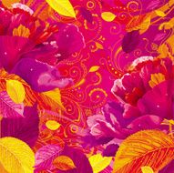 Seasonal peony and leaves background